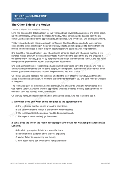 Questions preview