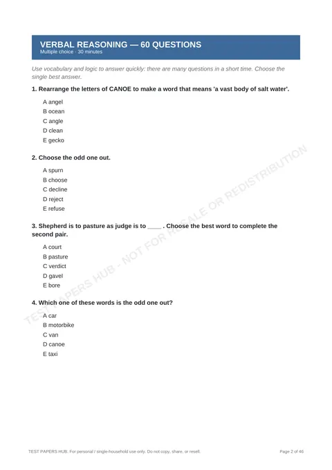 Questions preview
