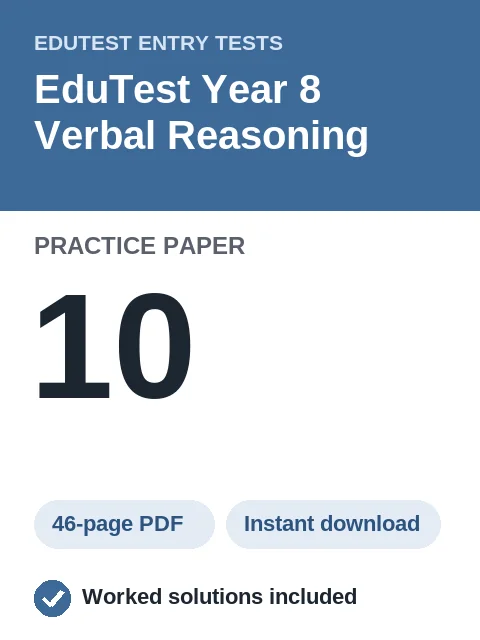 EduTest Year 8 Verbal Reasoning Practice Paper 10
