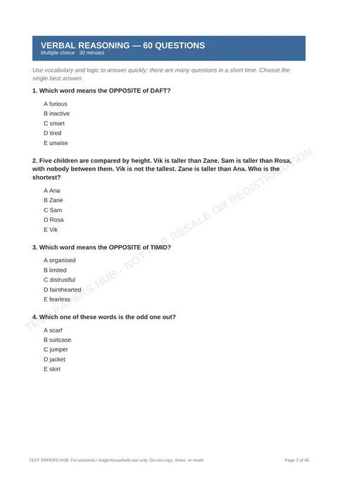 Questions preview