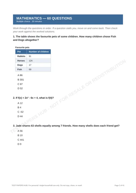 Questions preview