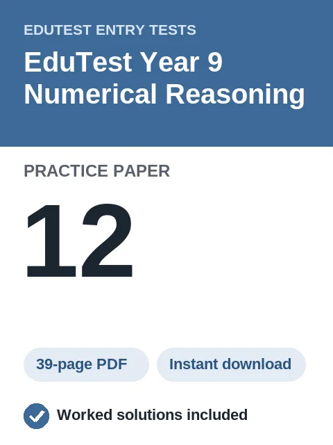 EduTest Year 9 Numerical Reasoning Practice Paper 12