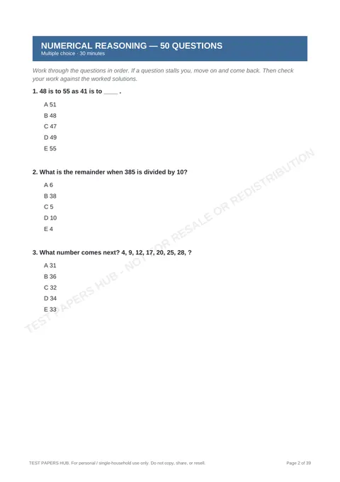Questions preview