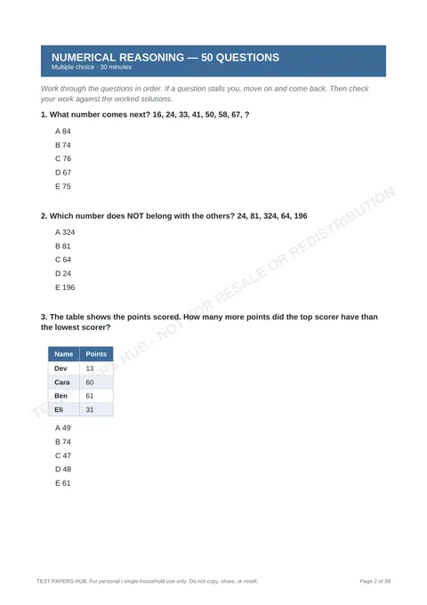 Questions preview