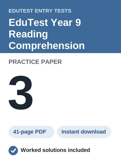 EduTest Year 9 Reading Comprehension Practice Paper 3