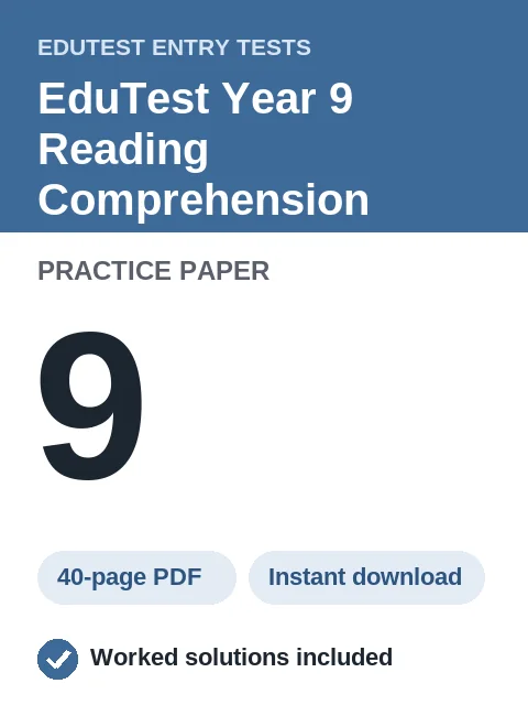 EduTest Year 9 Reading Comprehension Practice Paper 9