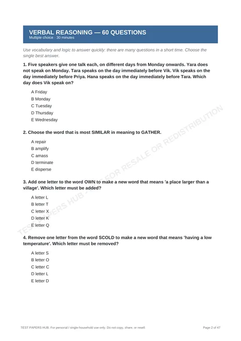 Questions preview
