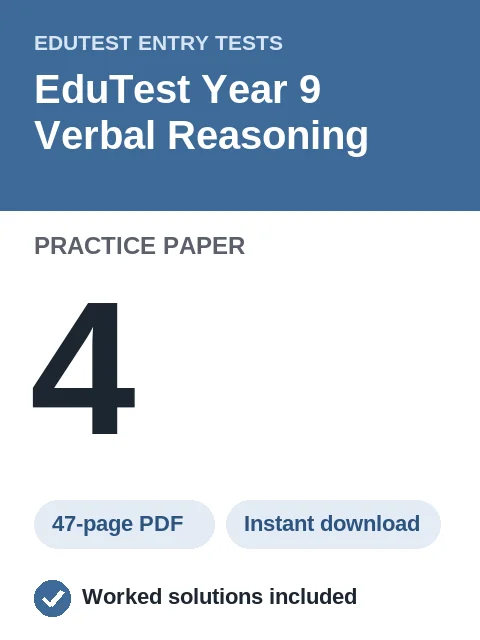 EduTest Year 9 Verbal Reasoning Practice Paper 4