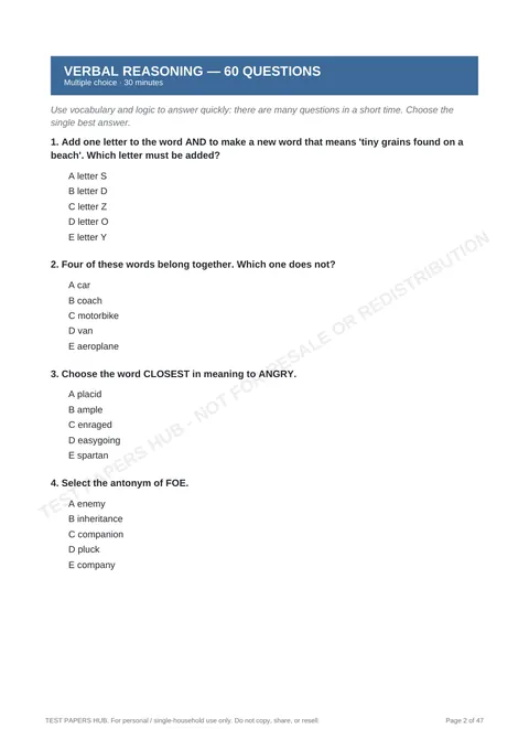Questions preview