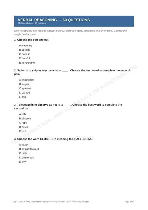 Questions preview