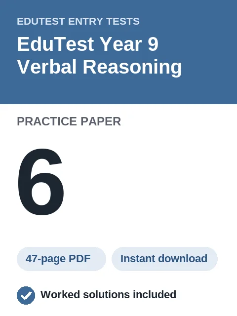 EduTest Year 9 Verbal Reasoning Practice Paper 6