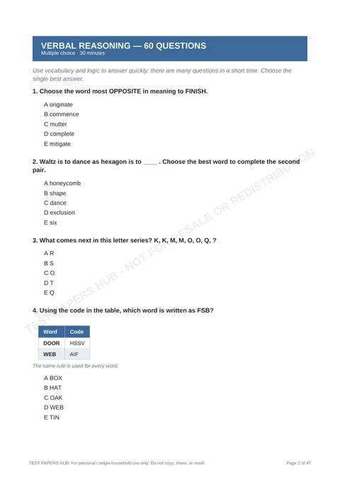 Questions preview