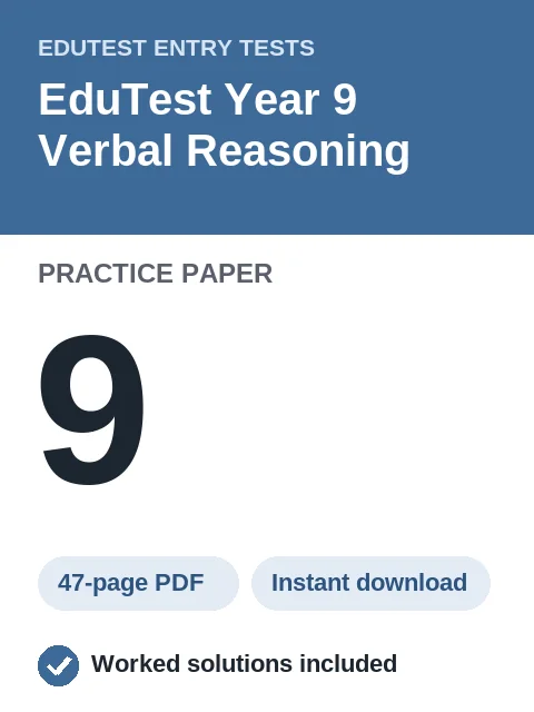 EduTest Year 9 Verbal Reasoning Practice Paper 9