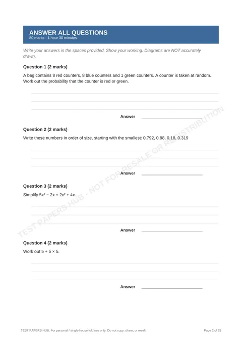 Questions preview