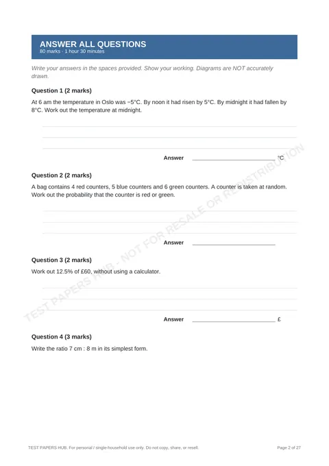 Questions preview
