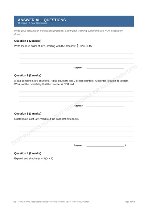 Questions preview