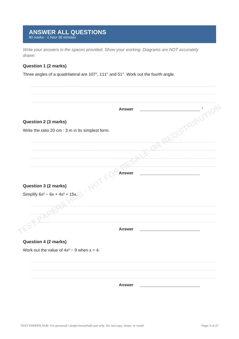 Questions preview