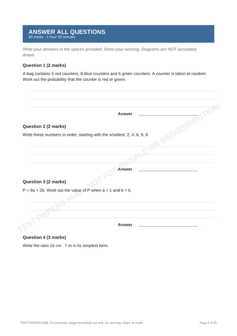 Questions preview