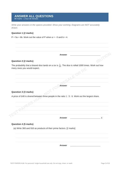 Questions preview