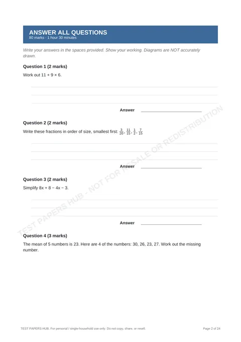 Questions preview