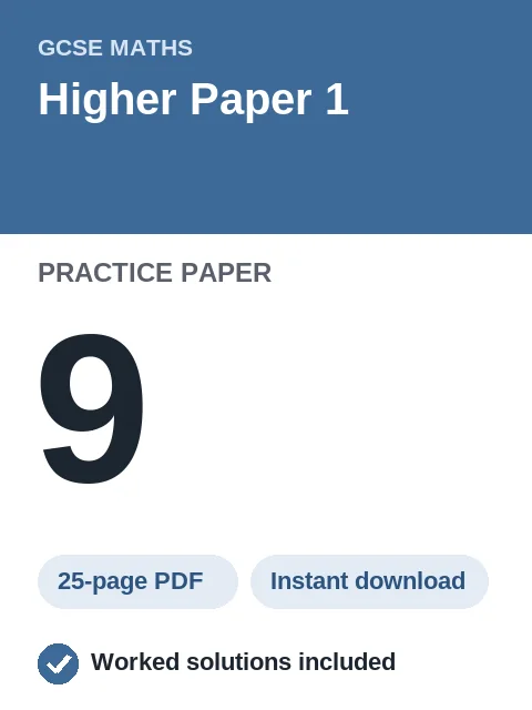 GCSE Maths Higher Paper 1 Practice Paper 9