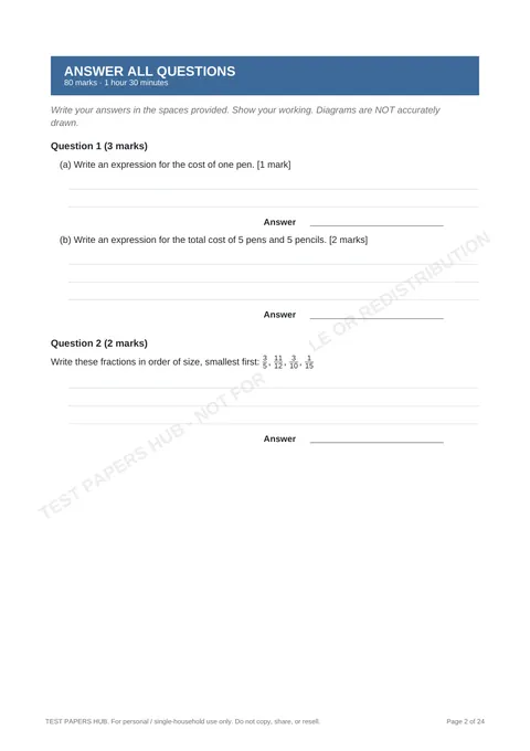 Questions preview