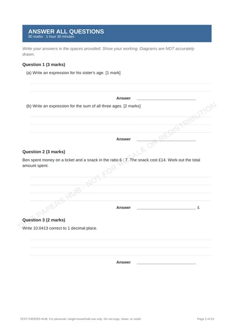 Questions preview