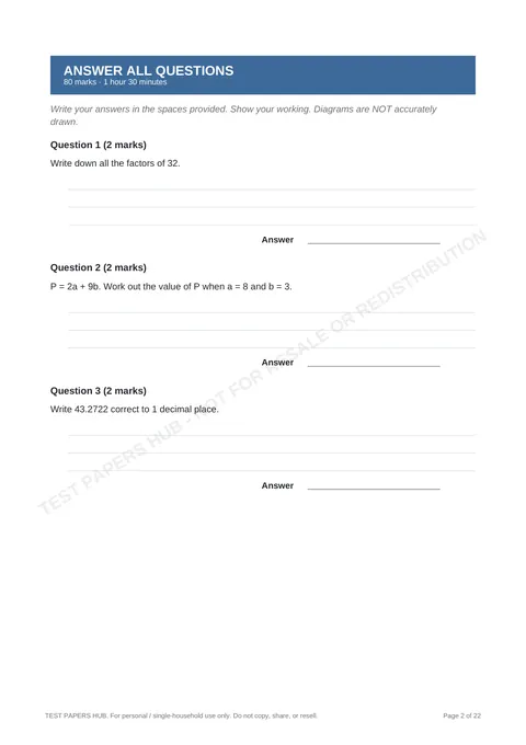 Questions preview