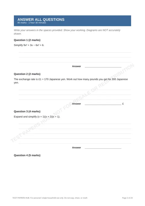 Questions preview