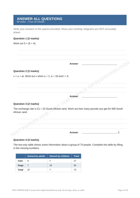 Questions preview