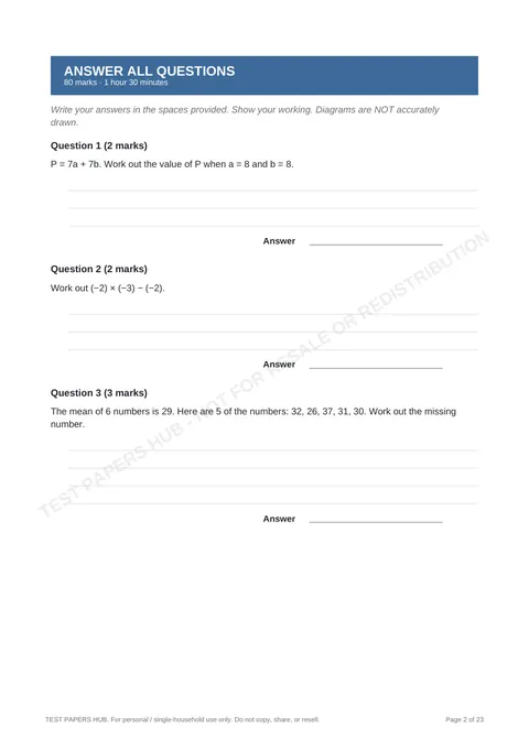 Questions preview