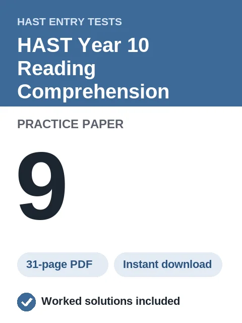 HAST Year 10 Reading Comprehension Practice Paper 9