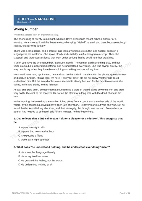 Questions preview