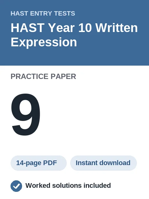 HAST Year 10 Written Expression Practice Paper 9