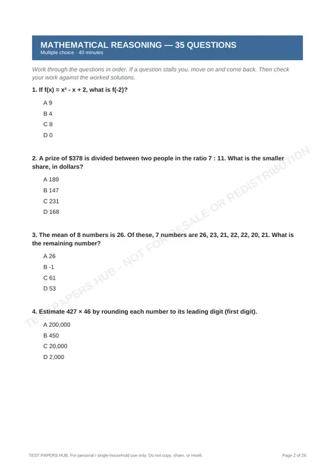 Questions preview