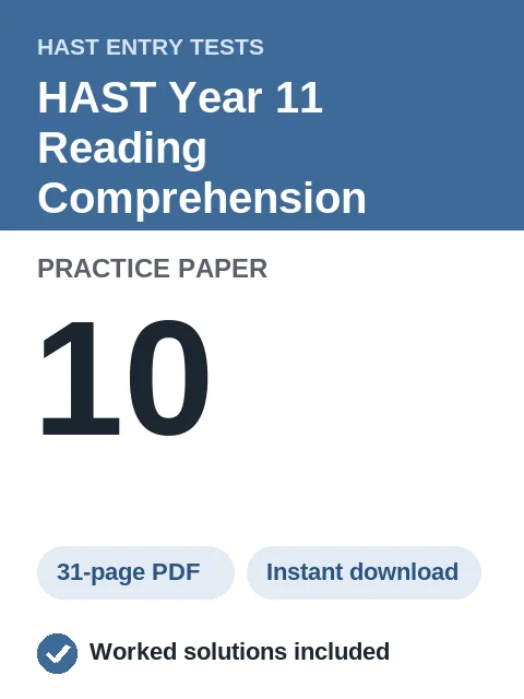 HAST Year 11 Reading Comprehension Practice Paper 10