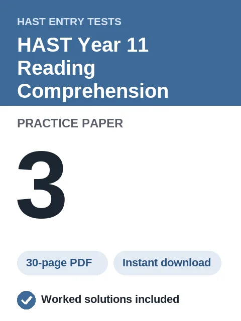 HAST Year 11 Reading Comprehension Practice Paper 3
