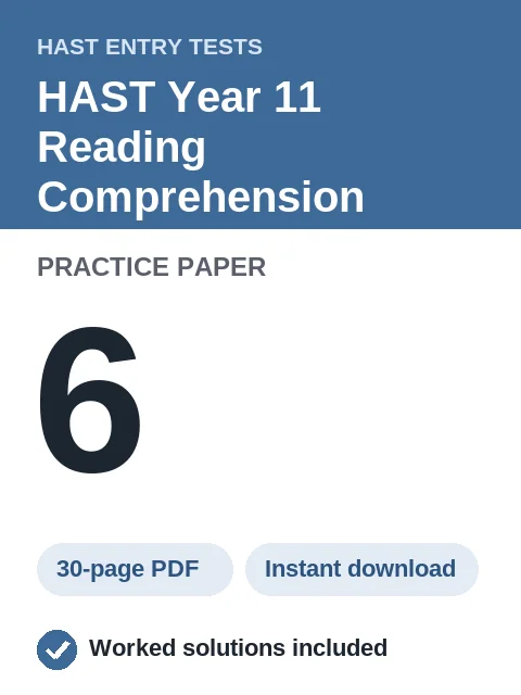 HAST Year 11 Reading Comprehension Practice Paper 6
