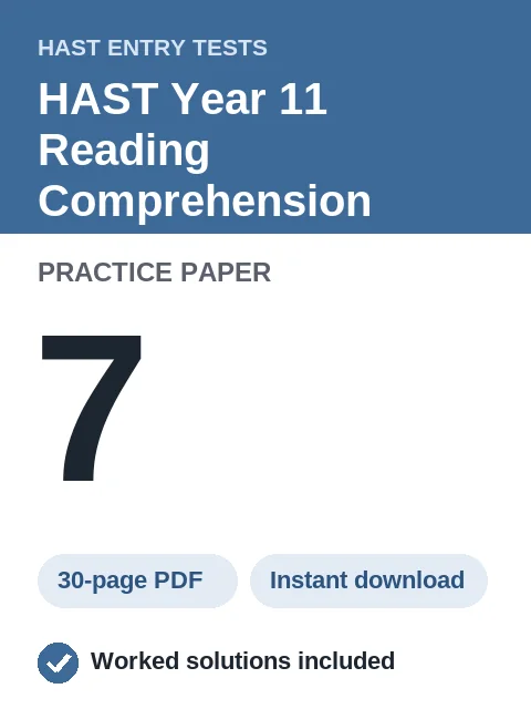 HAST Year 11 Reading Comprehension Practice Paper 7