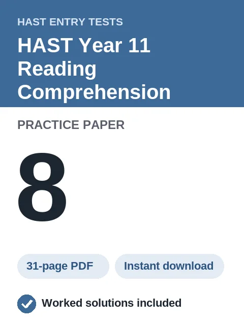 HAST Year 11 Reading Comprehension Practice Paper 8