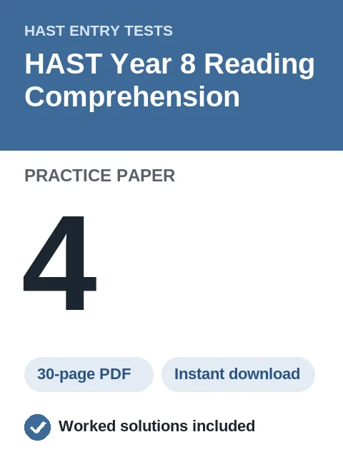 HAST Year 8 Reading Comprehension Practice Paper 4