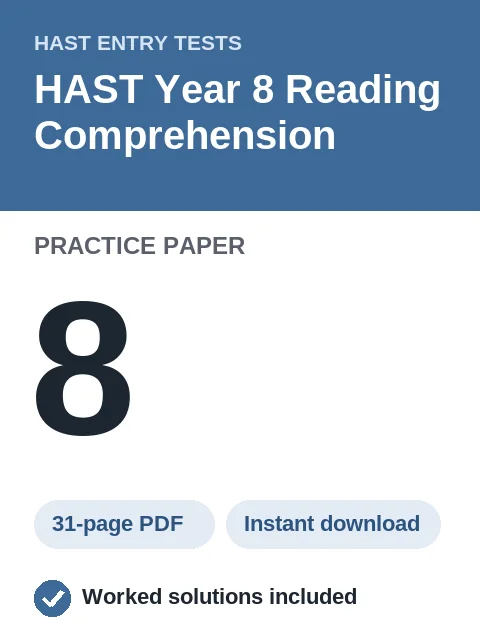HAST Year 8 Reading Comprehension Practice Paper 8