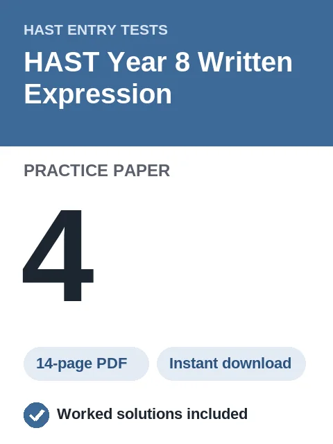 HAST Year 8 Written Expression Practice Paper 4