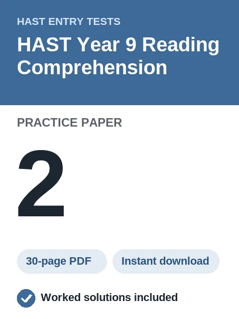 HAST Year 9 Reading Comprehension Practice Paper 2
