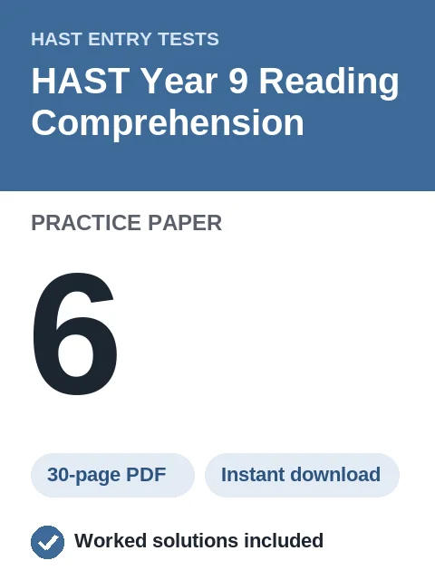 HAST Year 9 Reading Comprehension Practice Paper 6