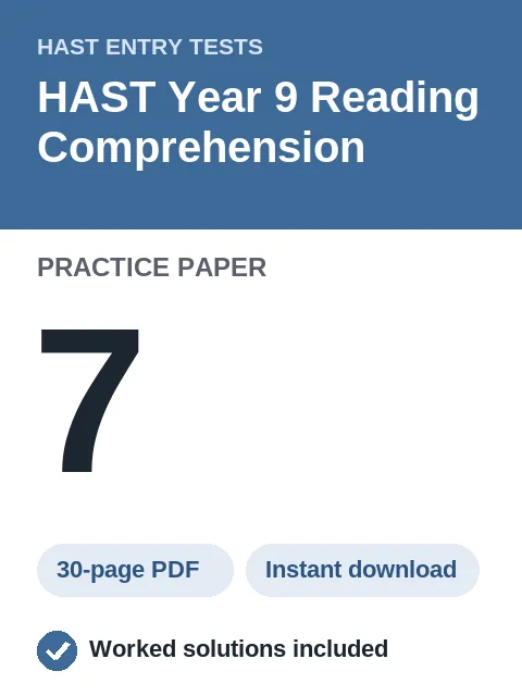 HAST Year 9 Reading Comprehension Practice Paper 7