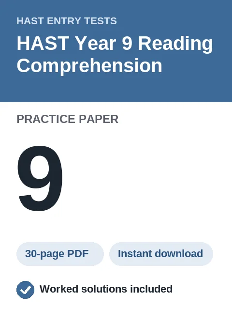 HAST Year 9 Reading Comprehension Practice Paper 9