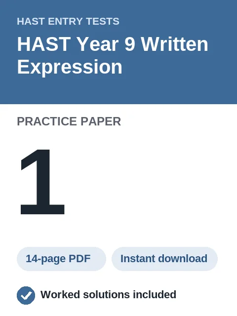 HAST Year 9 Written Expression Practice Paper 1