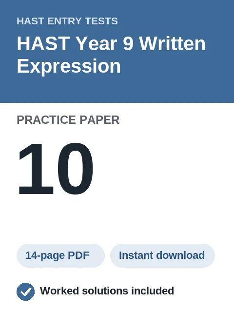HAST Year 9 Written Expression Practice Paper 10