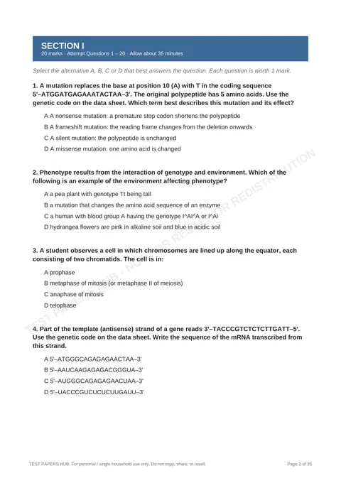 Questions preview